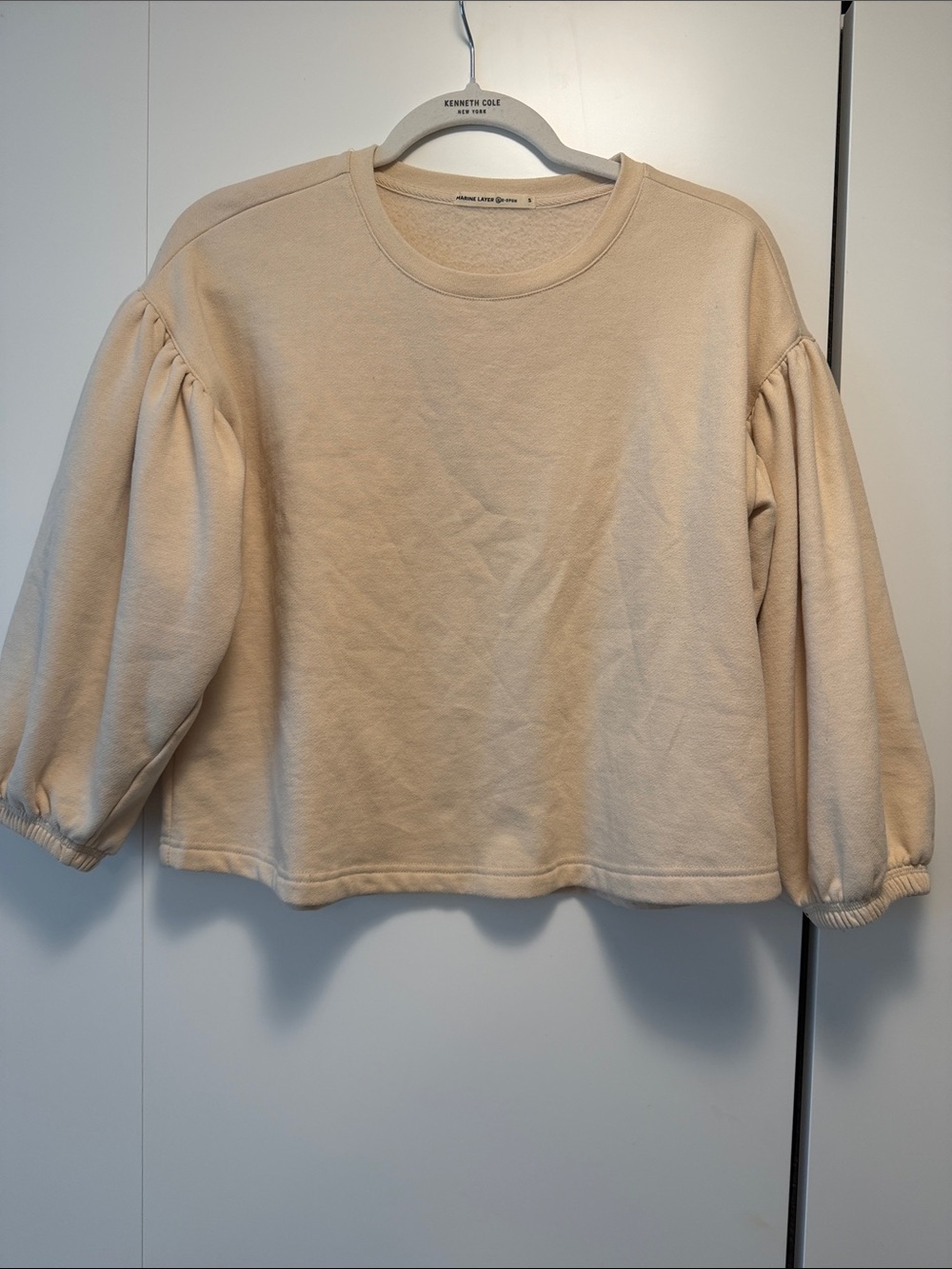 Marine Layer Cream Puff-Sleeve Crewneck Sweatshirt